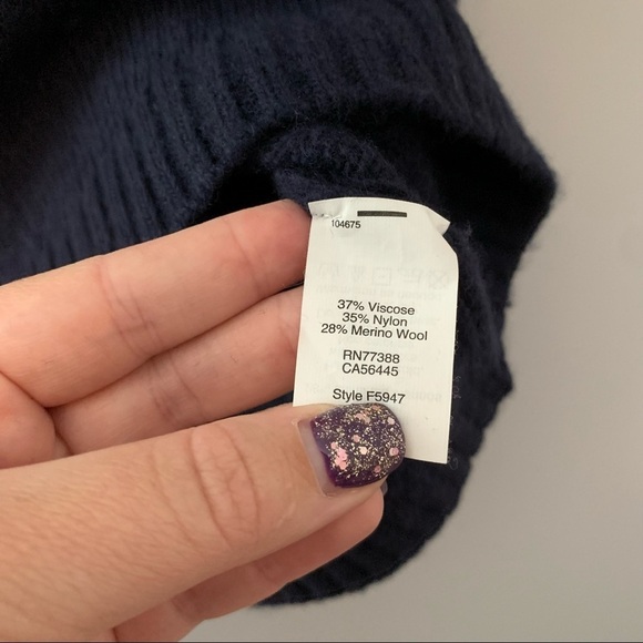 Women’s J. Crew dark blue wool blend knit raglan pullover sweater size small - Picture 4 of 6